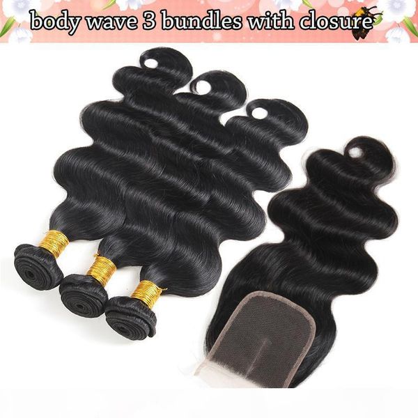 

brazilian human hair bundles deep wave straight kinky curly unprocessed virgin hair bundles with closures water body wave hair extensions, Black