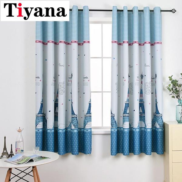 

curtain & drapes modern blue striped curtains for living room paris tower design window study bedroom semi-blackout pc15x