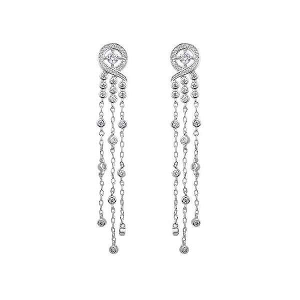 

stud elegant big waterdrop earring cz tassel silver color luxury earrings women's valentine's day gift yme5759, Golden;silver