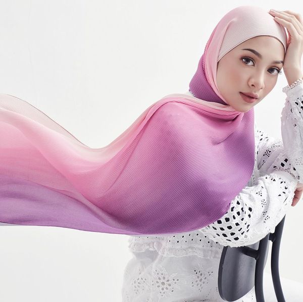 New2021 дизайн морщин пузырьки шифон женский шарф шаль двухцветный градиент мусульманский хиджаб головной платок леди бандана шарфы