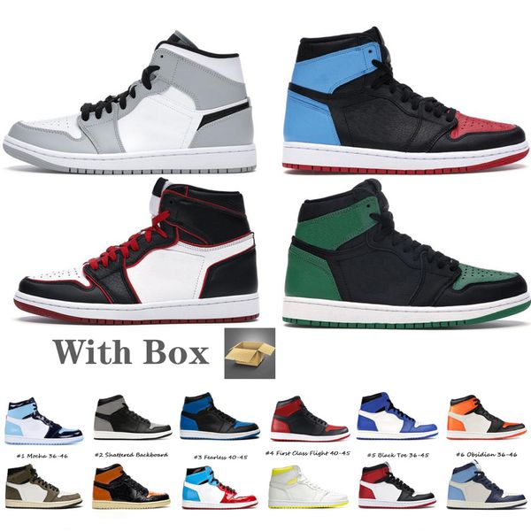 

mens women basketball shoes jumpman 1 1s high satin snake shattered backboard pine green bred royal chicago toe light smoke grey sneakers