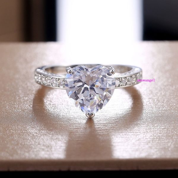 

горячие продажи рекомендуемая любовь леди кольцо леди кольцо персиковое сердце циркон алмазное медное покрытие серебряные ювелирные изделия, Silver