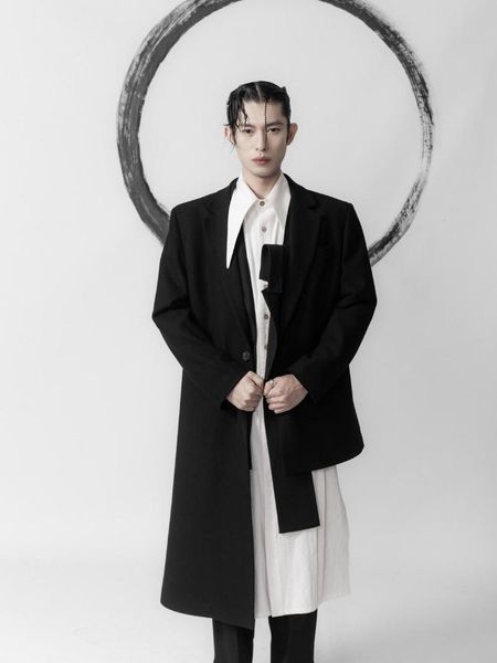 

men's suits & blazers s-6xl 2021 men clothing hair stylist fashion wool original design asymmetric deconstruction suit coat plus size c, White;black