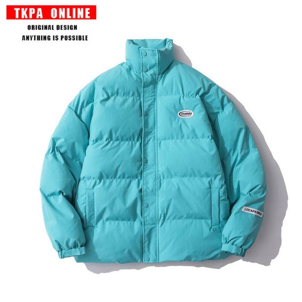 

tkpa thickened collar hoodls korean version ins cotton padded men's bread et coach winter coat trend, Black