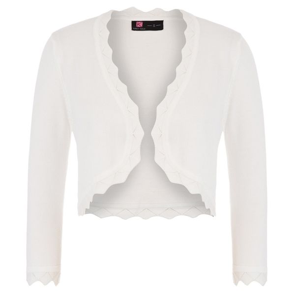 

coat jacket women ladies vintage party evening 3/4 sleeve open front croppedbolero shrug solid knitting cardigan knitwear y200910, White;black
