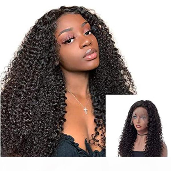 

mongolian kinky curly human hair wigs pre plucked hd 360 lace frontal wig 150%density for black women, Black;brown