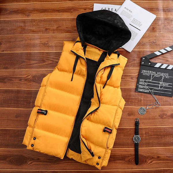 

men's 2019 new lovers' hooded and thickened jacket korean youth leisure cotton vest, Black;white