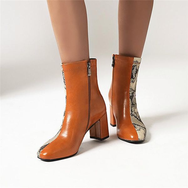 

boots ymechic winter 2021 fashion womens shoes high heel party office black brown ankle for women plus size booties footwear 43