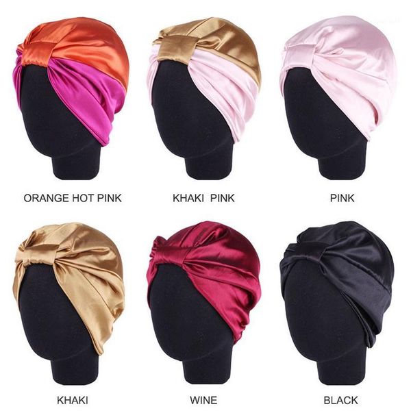 

1pcs silk salon bonnet women sleep shower cap bath towel hair dry quick elastic hair care bonnet head wrap 58cm1