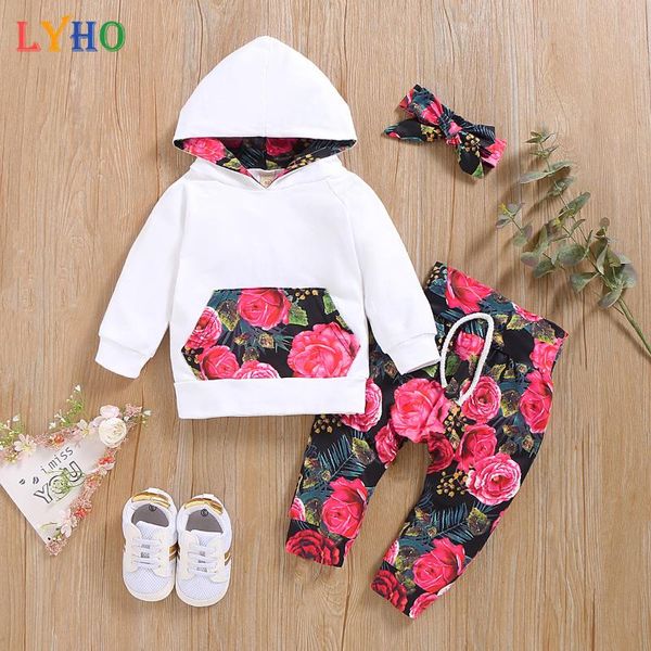 

clothing sets lyho baby girls 2021 spring hoodie toddler clothes outfits for kids & paints 2pcs, White