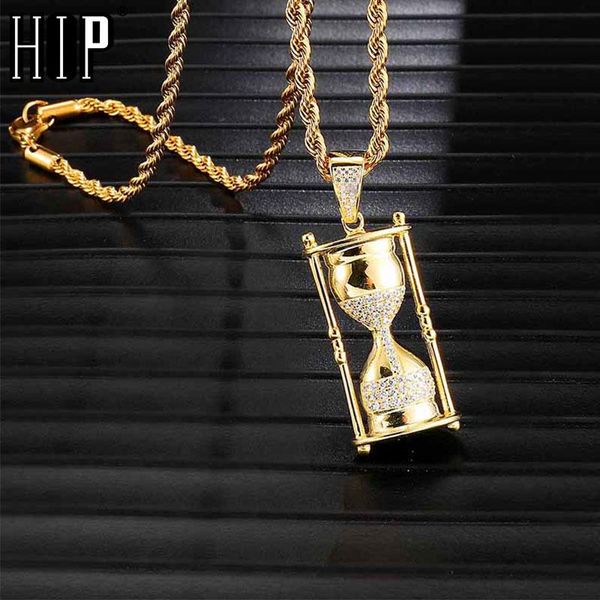 

hip full iced out bling hourglass cubic zirconia cz necklace rhinestone rope chain pendants & necklaces for men jewelry, Silver