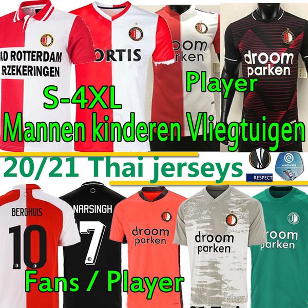 

4xl feyenoord rotterdam fans player version soccer jerseys 2020 2021 retro berghuis 1994 1995 2007 08 men kits kids football shirts, Black;yellow