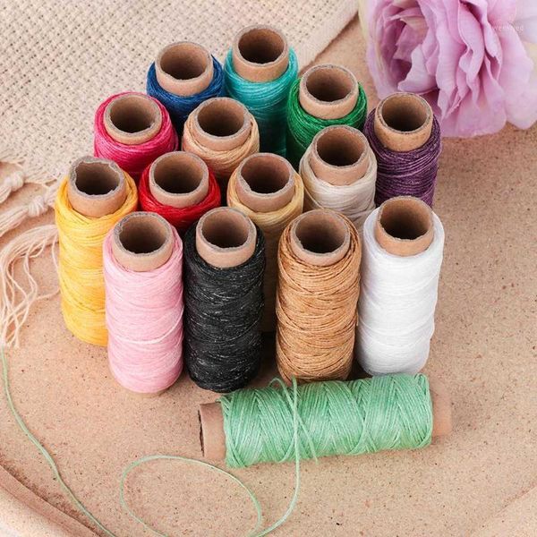 

30m/roll 1mm durable waxed thread cotton cord string strap hand stitching thread for leather material handcraft tool1, Black;white