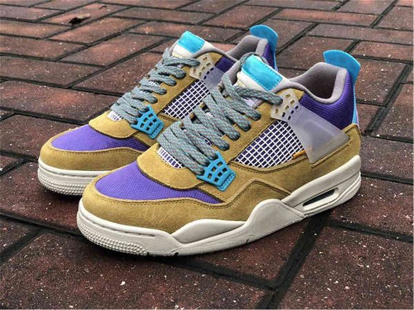 

c080520 authentic 4 union desert moss taupe haze man athletic shoes 30th anniversary 4s blue fury khaki roma green turquoise retro dark off