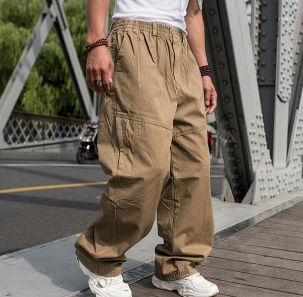 

men's pants men big size loose cargo lard-bucket male men's trousers causal long hip-hop trouser1, Black