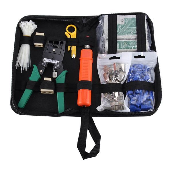 

portable lan rj45 repair tool set with storage box utp cable tester plier crimper plug clamp kit in stock