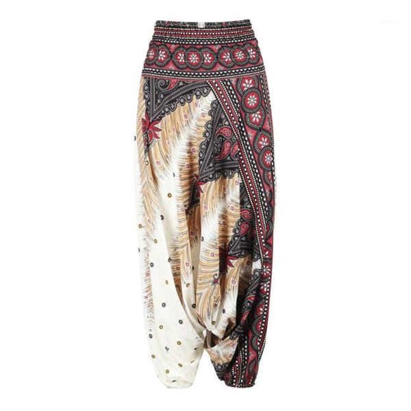 

yoga outfits stylish ethnic style 3d print india belly dance pants wide leg loose trousers women fitness pants1, White;red