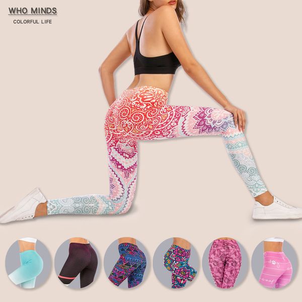 

omber aztec fitness leggings women printed leggins mujer elasticity legging anti cellulite push up soft pants slim legins lj201006, Black