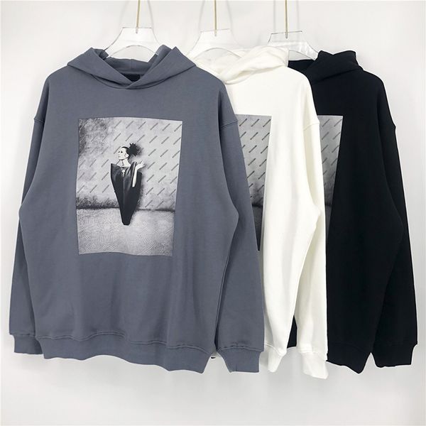 

2020 autumn winter europe france paris women in the rain painting hoodie cotton casual street men women hooded sweatshirt jumper, Black