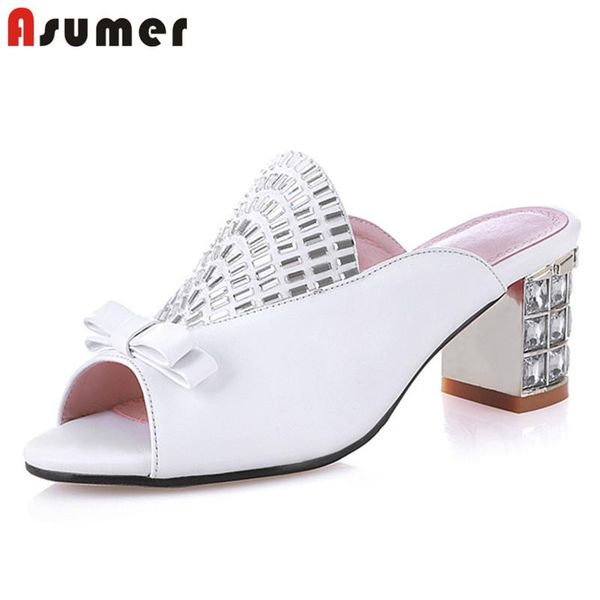

asumer 2020 new arrive women sandals solid colors bowknot summer elegant party wedding shoes square high heels sandals ladies, Black