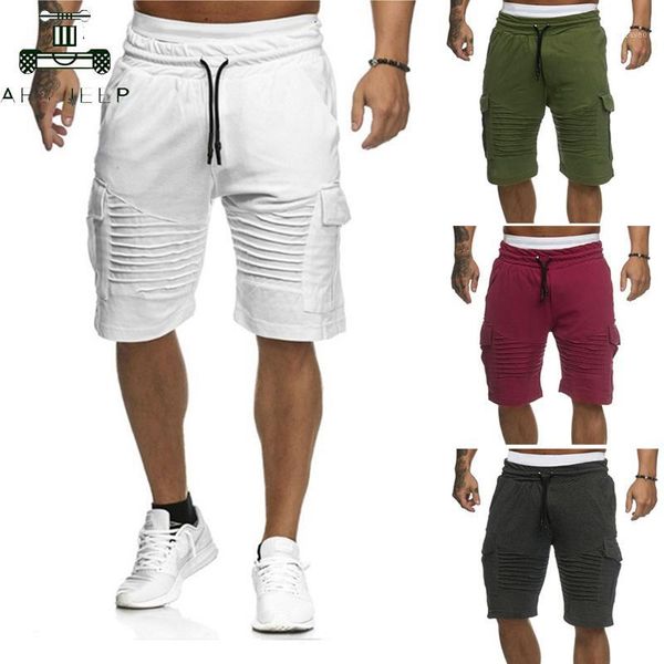 

2020 mens cargo shorts summer casual pocket fitness shorts joggers fashion men plus size 3xl trousers sweatpants short homme1, White;black