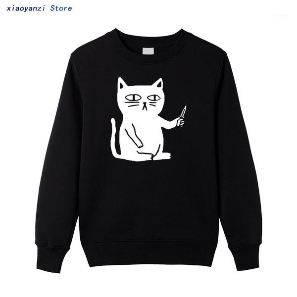 

cotton cool winter autumn men women casual sweatshirts cat print pullovers male 2020 hoodies 821, Black