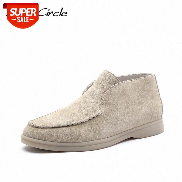 

smile circle/spring women genuine leather nude flats casual shoes slip-on penny loafers autumn ladies lazy shoes #on4h