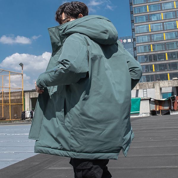 

80% white duck down winter long warm thick puffer jacket, Black