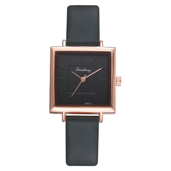 

women's square wristwatches new quartz watch with wrinkled leather strap for women colour seven, Slivery;black