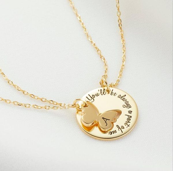 

pendant necklaces butterfly necklace - mother daughter handwriting family sister meaningful sympathy girl for her, Silver