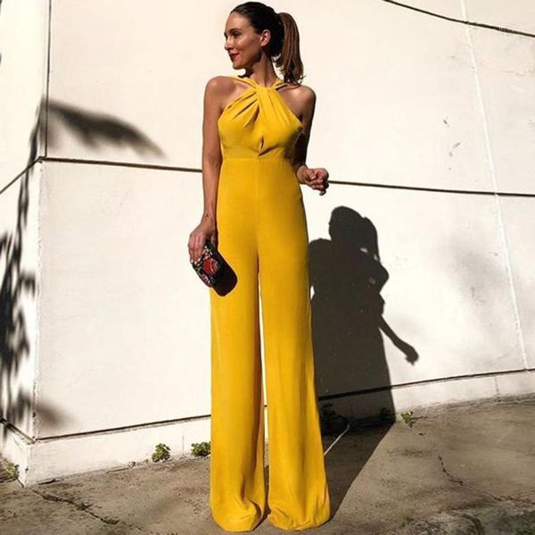 

women jumpsuits wide leg 2019 summer long pants overalls rompers off shoulder halter onesies ladies slim elegant jumpsuit1, Black;white
