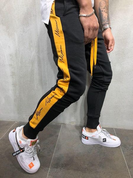 Erkek pantolon erkekler slim fit pantolon eşofman dipleri sıska joggers ter parça siyah casual erkek giyim1