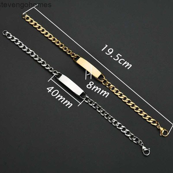 

new simple personality boutique smooth strip engravable 2019 curved brand men's trendy women's stainless steel bracelet, Silver
