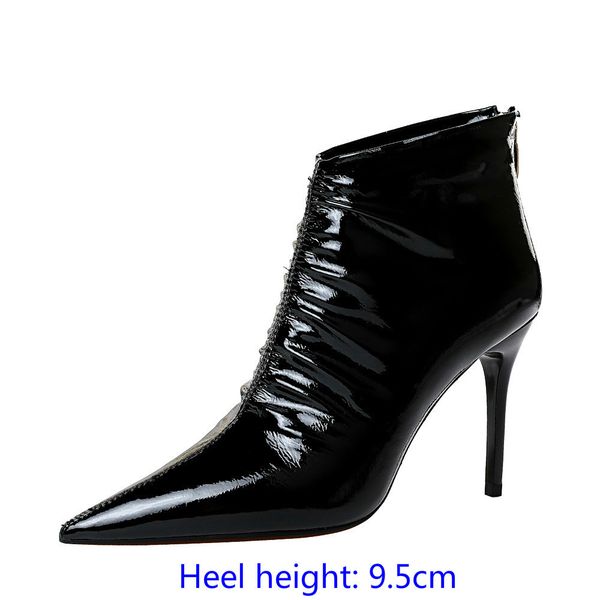 

2020 winter and high stiletto shiny leather at ladies boots34-40 avcz, Black