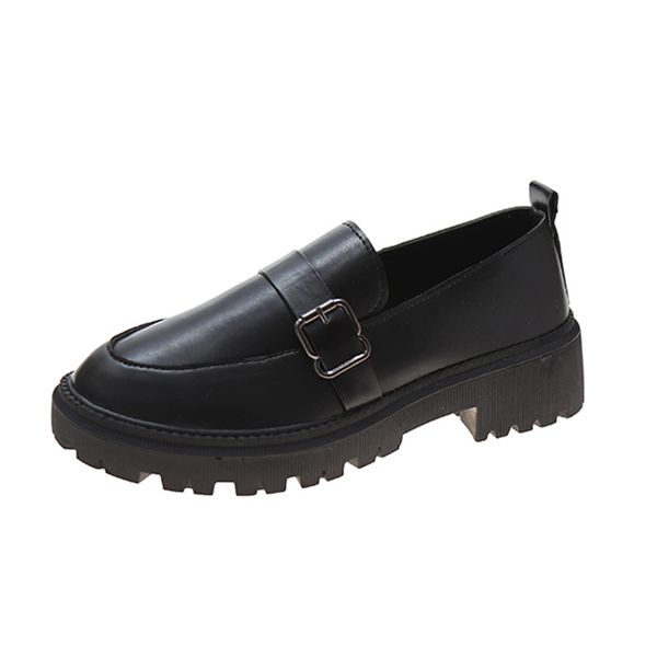 

2021 the new british style leather buckles down office dwaterproof water slide in women's shoes x7sv, Black