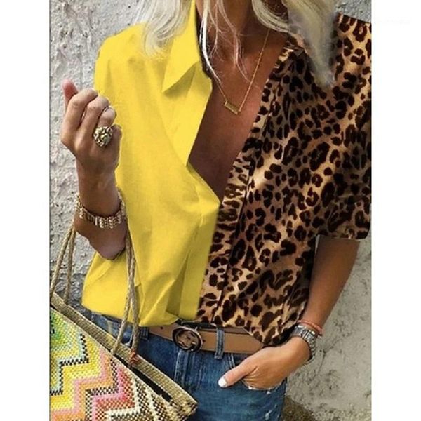 

women's blouses & shirts women leopard print button long sleeve autumn casual loose office shirt femme plus size 5xl floral del1, White