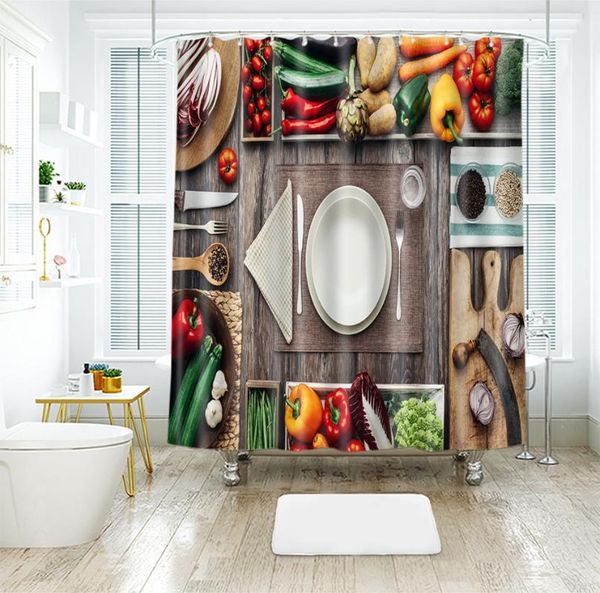 

овощные и фруктовые посуды 3d вишневый душ для душа красота ванная комната занавес сгущает водонепроницаемый утолщенная ванна занавес