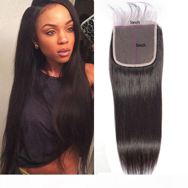 

mongolian human hair 5x5 lace closure virgin hair closure 5*5 lace closure with baby hair closures 8-20inch natural color, Black;brown