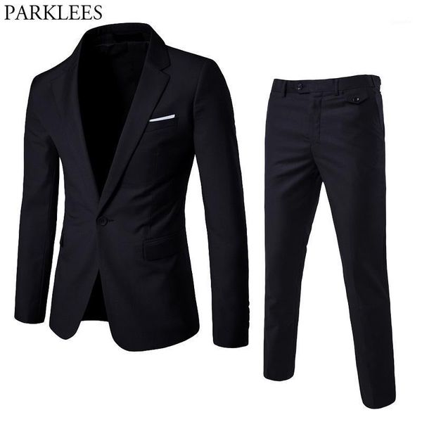 

black (jacket+pants) 2 piece suit men 2020 new suit mens business wedding groom tuxedo suits pants terno masculino1, White;black
