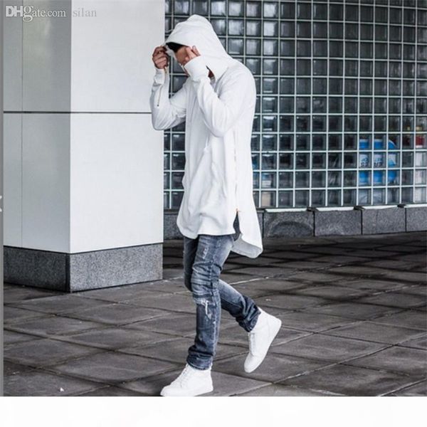 

wholesale-hip hop streetwear skateboard hoodies men double side zippers swag fashion swag hooded black white punk gothic rock clothing xl