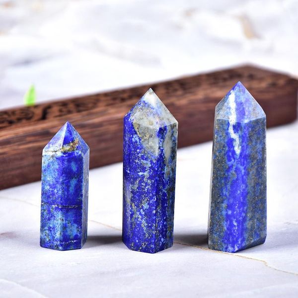 

1pc natural crystal lapis hexagonal column crystal point mineral repair home furnishing diy gift de jllfac, Black