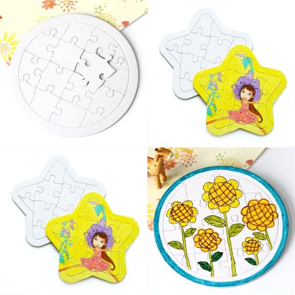 

4 style diy blank puzzle painting graffiti white mold coloring paper puzzle unique children gift 95 p2