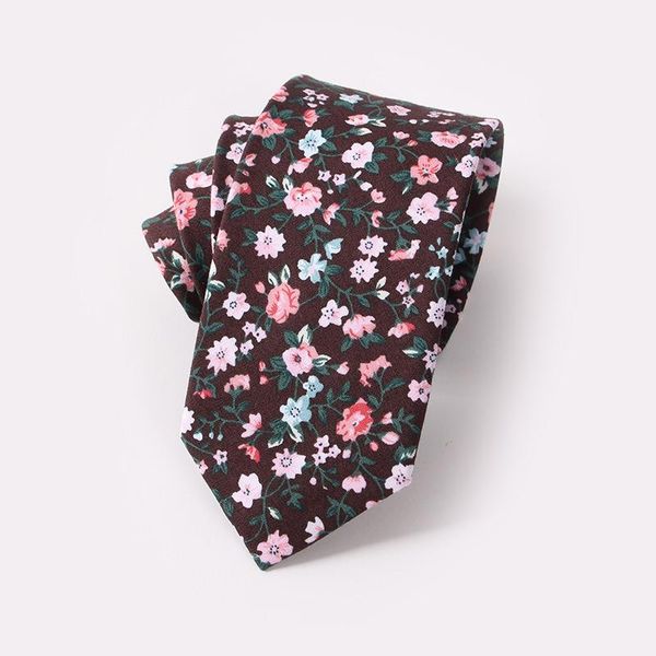 

neck ties 2021 6.5cm cotton floral print for men classic skinny tie cravate narrow thick suits custom logo, Blue;purple