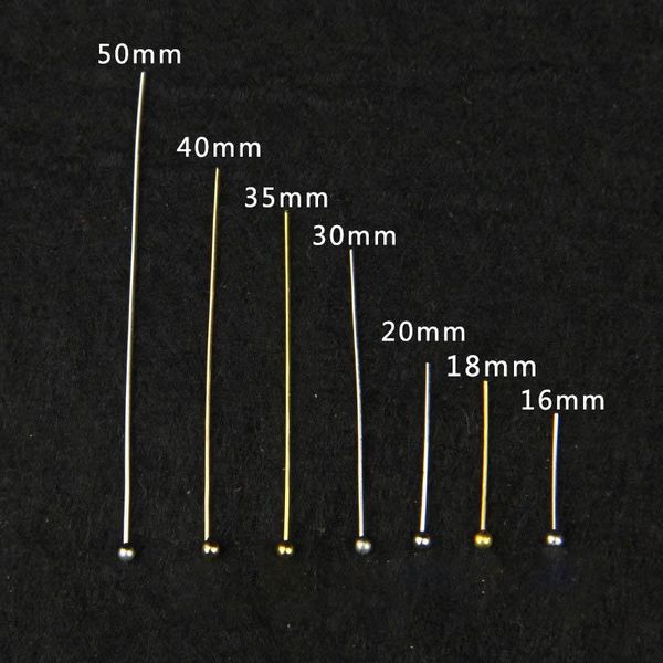 

200pcs/lot 16 20 25 30 40 50 mm gold metal ball head pins for diy jewelry making head pins findings dia 0.5mm bbyptt sweet07