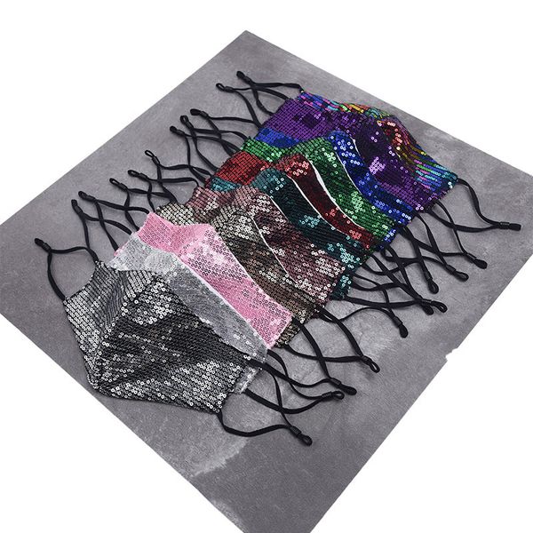 

gliter 11 colors adults blingbling sequins face shinny cycling protective mask pm2.5 dustproof mouth masks washable reusable fy9237