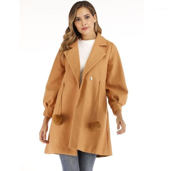 

new women warm woolen coat long-sleeved collar down jacket ladies tracksuit jacket autumn winter casual elegant overcoat 20201, Black