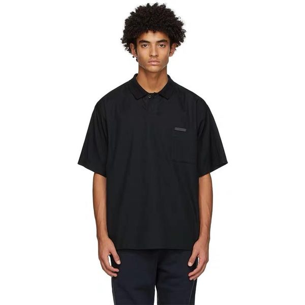

2021 new 7th collection pocket flocking polo oversize t shirt high street short sleeve tee couple women mens fashion shirts, White;black