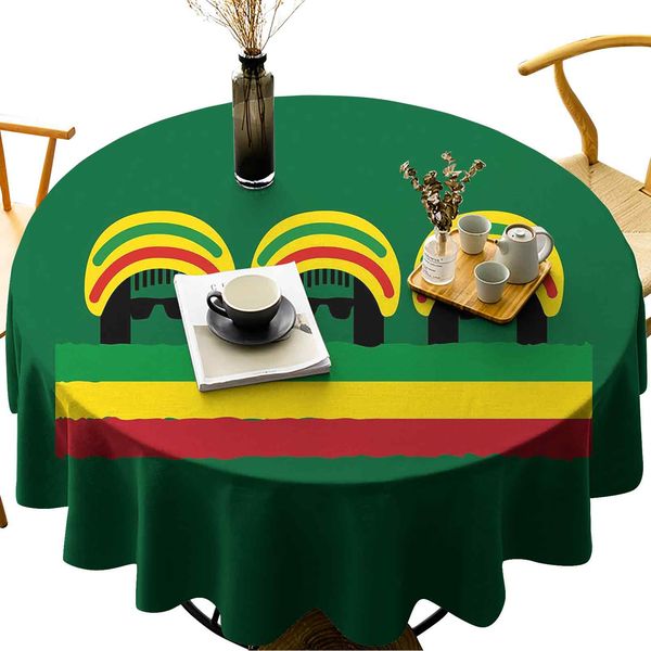 

круглый стол для стола разливной столовой скатерть ямайская культура reggae вдохновленная минимальная фигура головки с флагом страны