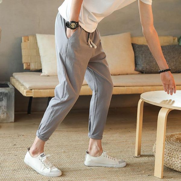 

designer chinese style summer men's linen pants thin straight loose large pants cotton linen casual pants black friday 2021 deals