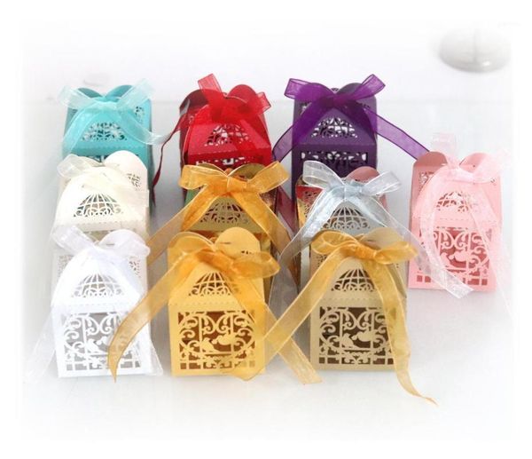 

gift wrap square love heart bird cage hollow party wedding favor candy box with ribbon boxes box1